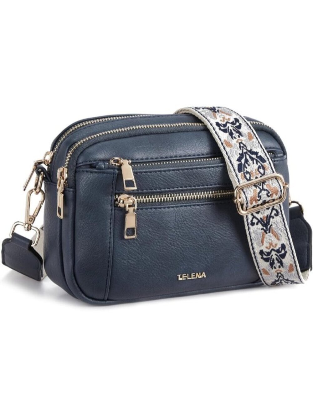 〽️Women's Blue Adjustable Wide Striped Vegan Leather Purse Crossbody Bags